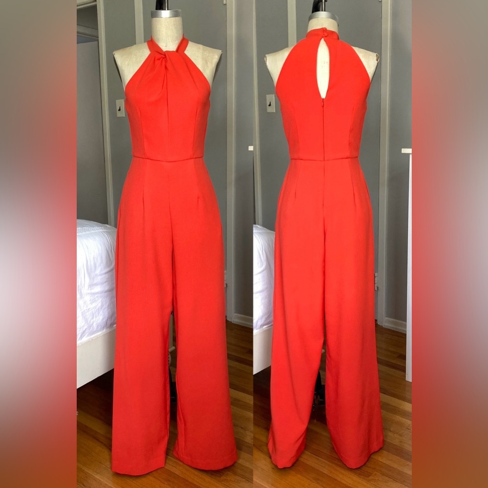 Womens coral red Julia Jordan jumpsuit in size 4.